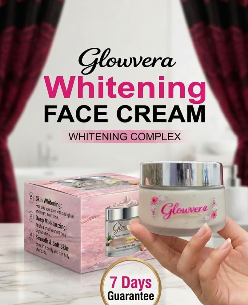Glowvera whitening face cream on marble